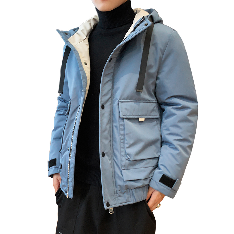 

2021 Brand New Hooded Windbreaker Parka Coat Men Thick Warm Parkas Fashion Men's Winter Jacket 39rr, Blue