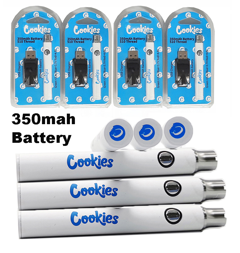 

Cookies Vape Battery Preheating Pen USB Charger Blister Kits Packaging 350mAh Adjustable Batteries Variable Voltage 510 Thread Batteries