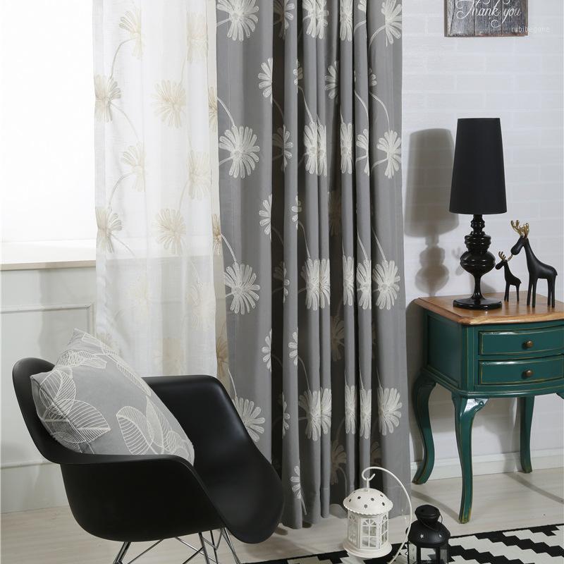 

Curtain Fabric Keqiao Spot Manufacturer Direct Selling Modern Simple Chinese White Curtain Cotton Embroidered Fabric1, Gray curtain