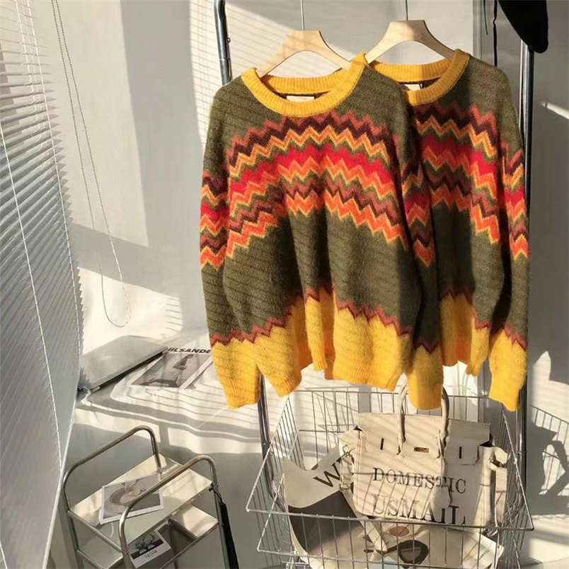 

50%off Women's Knitted Sweater Fashion Contrast Color O-Neck Long-sleeved Sweatshirts S M  150279 spinner, Extra shipping cost