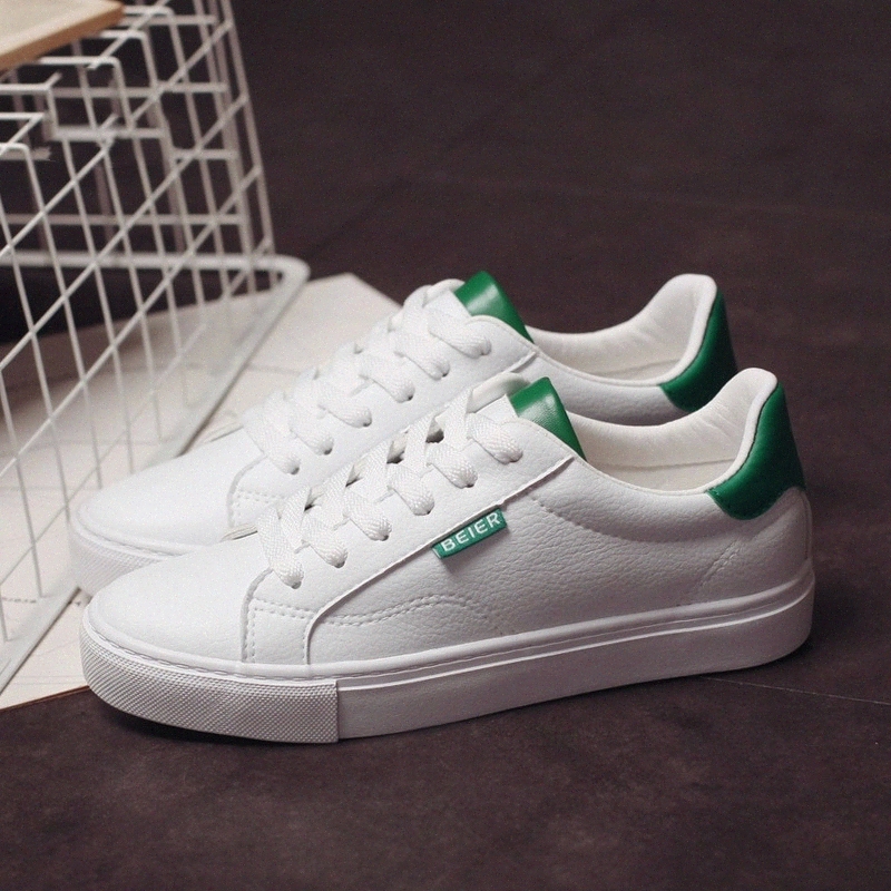 

Women Sneakers Leather Shoes 2020 Spring Trend Casual Flats Sneakers Female New Fashion Comfort Color Vulcanized Shoes Female #Kz35