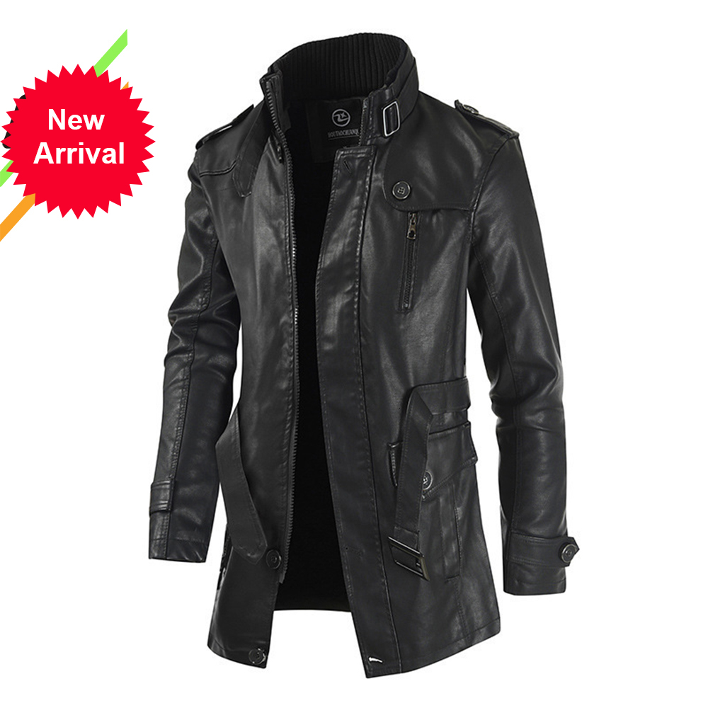 

2021 Kb New High Quality Men's Street Windbreaker Coat Leather Clothing Thick Fleece Men Casual Jacket Pu G8g1, Dark yellow