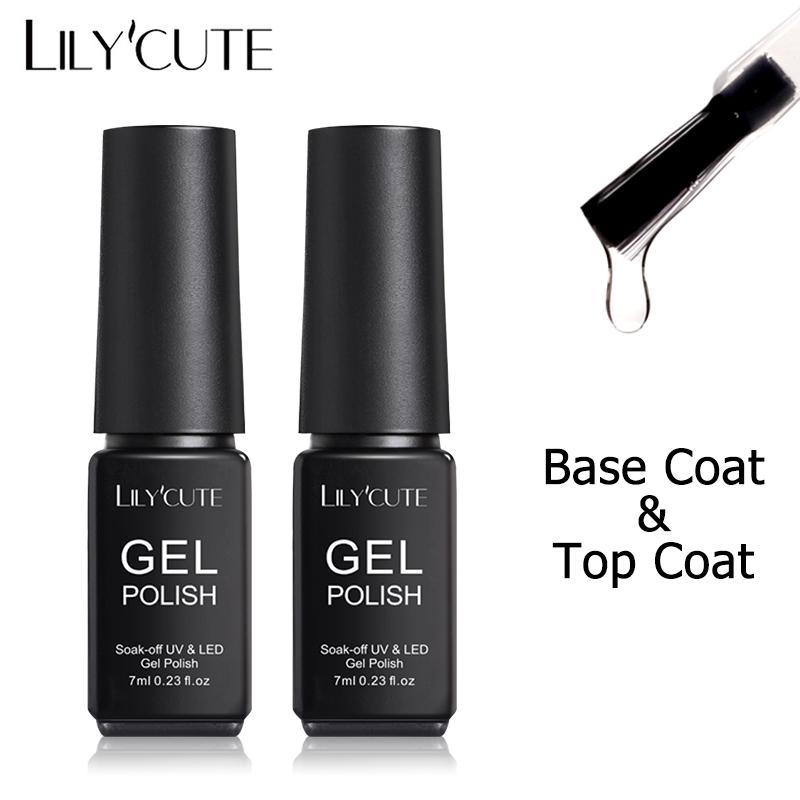 

LILYCUTE Top Base Coat Soak Off Gel Nail Polish UV LED Nail Extension Builder Fingernail Gel Varnish Transparent Art, 7ml base