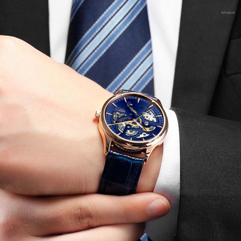 

Wristwatches NESUN Watch Switzerland Automatic Mechanical Luxury Top-Brand Waterproof Men Full Steel Case Luminous Watches Relogio Masculino, Rosegoldblue