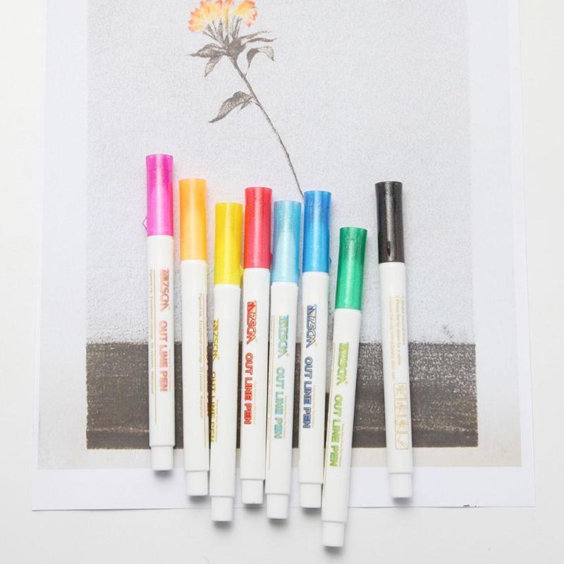 

8 Colors Colorful Double Line Pen Highlighter Fluorescent For School Hand Marker Note Pen Supplies Student Multicolor Stati Z8J6