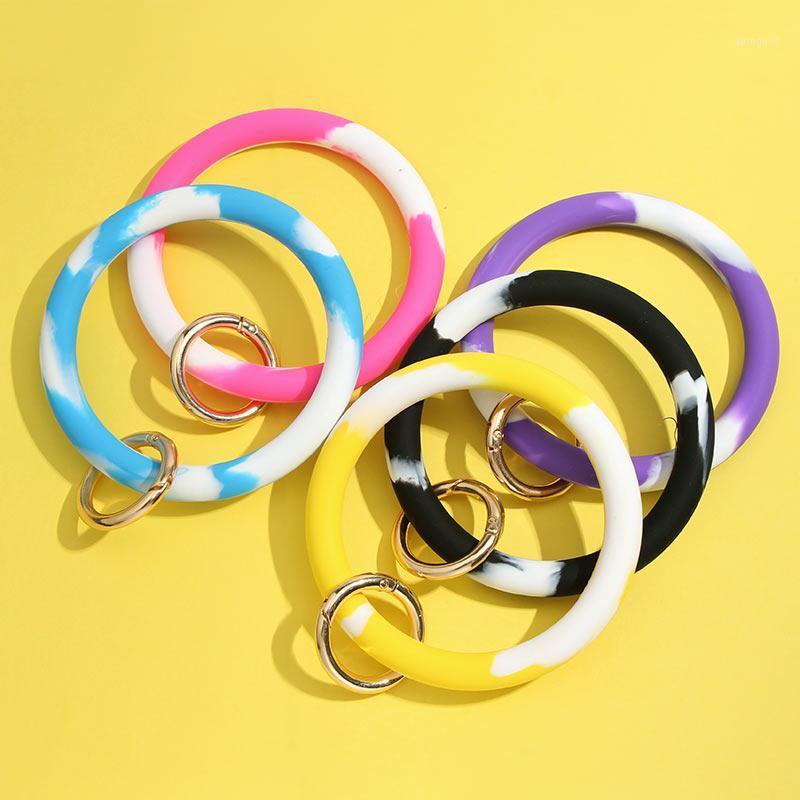 

Keychains JUST FEEL Fashion Soft Silicone Wristlet Keychain Keyring Comfortable Wear Car Wrist Strap Accessories 2021 Gifts1