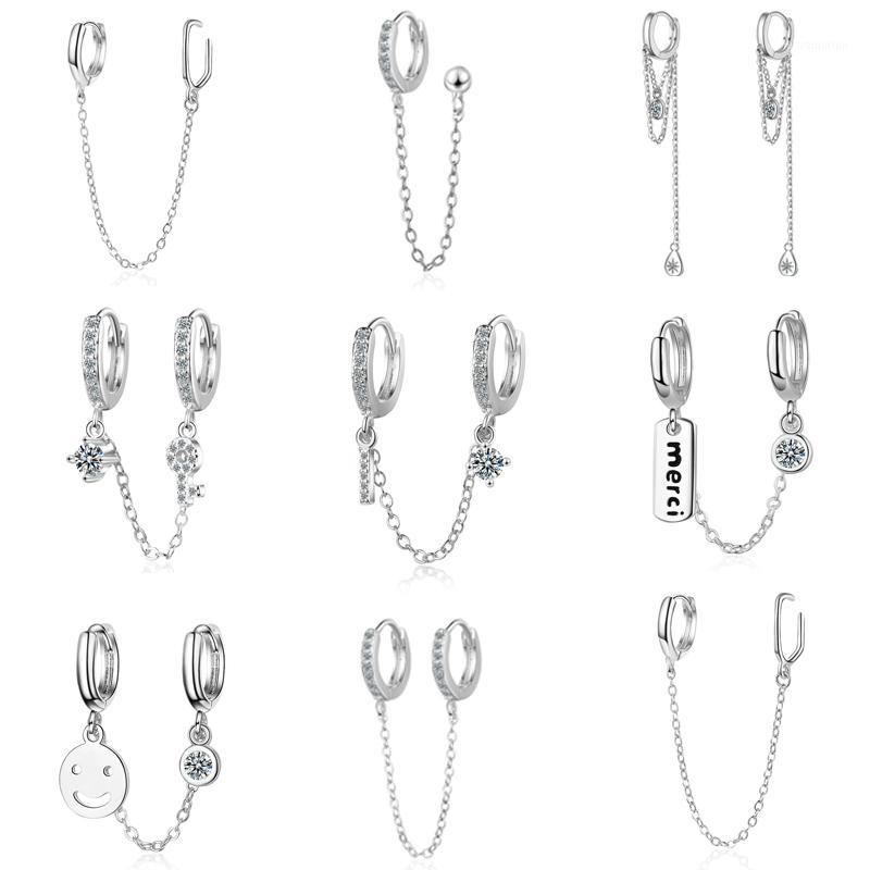 

Two Ear Hole Link Chain Circle Ear Cuff Earrings For Women Gold Silver Color Huggie Double Piercing Hoop Earing Female Brincos1