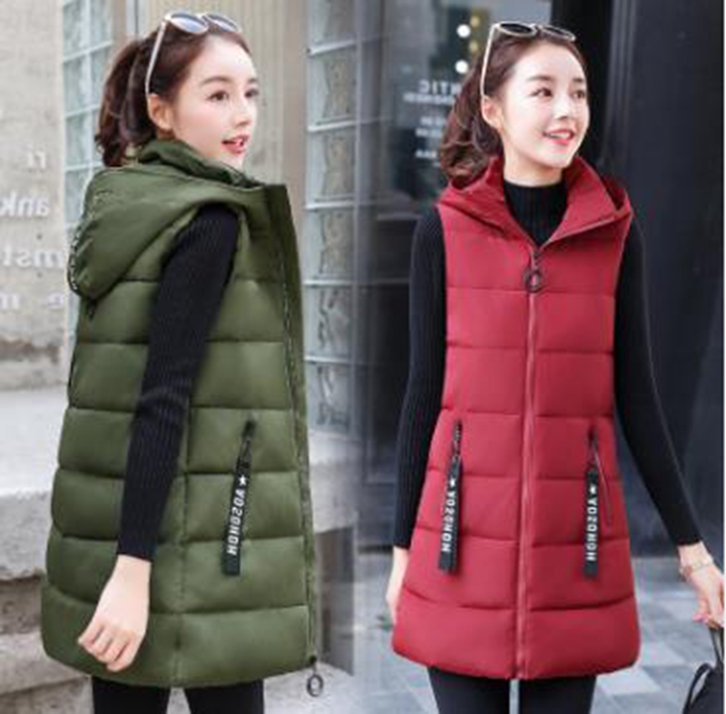 

Wholesale women's mid-length autumn and winter new style down cotton coat mid-length vest jacket, Caramel