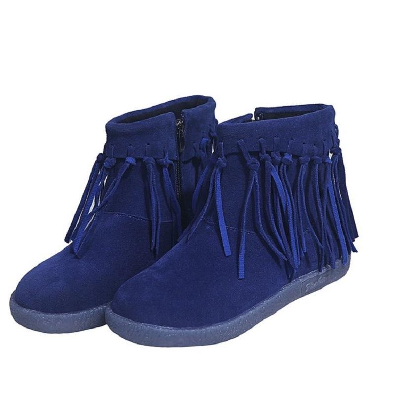 

New Women Boots 2020 Flock Ankle Boots Flat Shoes Winter Snow Platform Zipper Punk Thicken Plush Wool Botas Mujer, Black