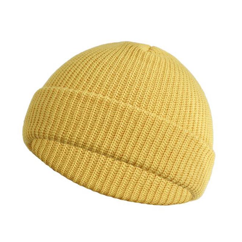 

New Fashion Men's Beanie Winter Knit Hat Boy Skullcap Sailor Cap Cuffs Retro Navy Short Hat Solid Color Unisex Autumn Warm Cap, Purple
