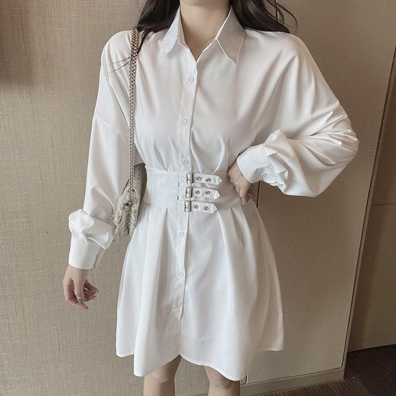 

2021 New Long Women's Vintage Solid Single Breasted Tracks Mid-long Shirts Lady Office Style Hongkong Outerwear Spring QR9N, White