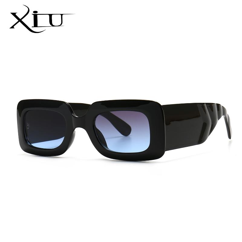 

XIU Small Rectangle Sunglasses Vintage Shades for Women Candy Color Eyewear Mirror Square Sun Glasses Retro Flat Top Clear Lens