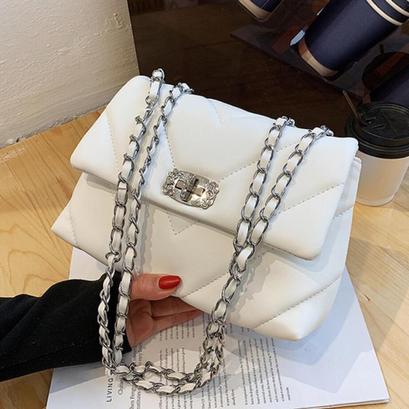 

Square Crossbody bag 2021 Fashion New High-quality PU Leather Women's Designer Handbag Chain Shoulder Messenger Bag, Black