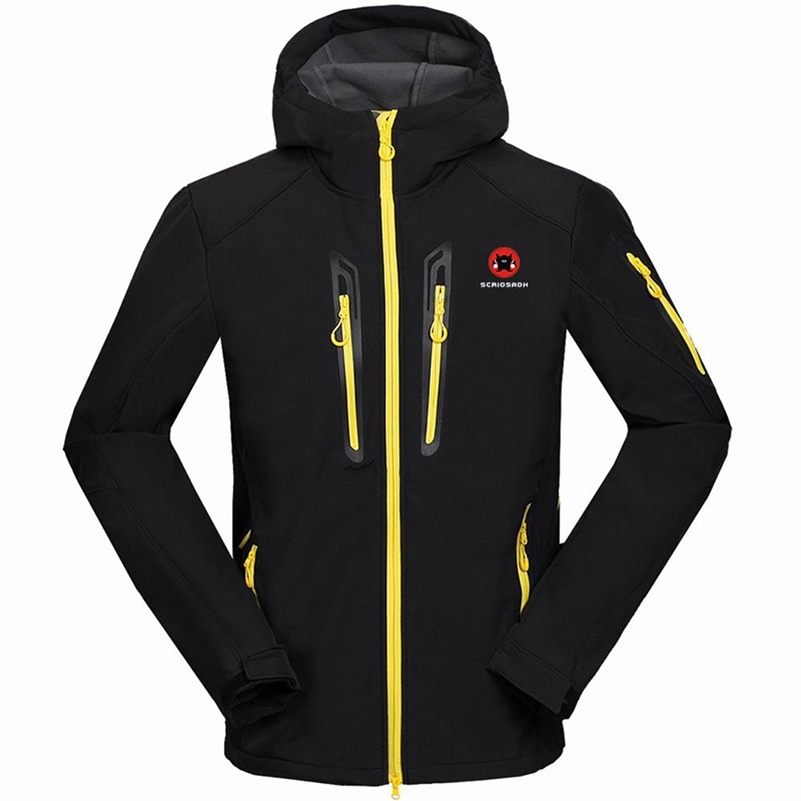 

New Autumn Winter Outdoor Men Camping Waterproof Soft shell Jacket Quick Dry Fleece Thermal Climbing Coat Hiking Jacket 201114, Gray