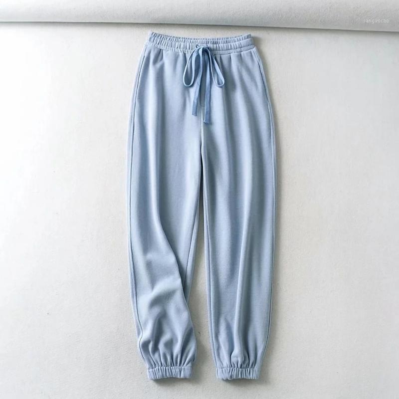 

solid color lace elastic waist sweater 2020 autumn new high waist slim loose dance casual pants Basic explosion model1