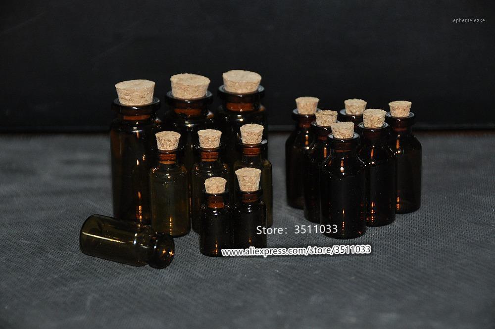 

50pcs 100pcs 2ML 5ML 10ML Mini Amber Glass Bottle Tube With Cork Stopper Small Brown Bottle Tube Amber Glass Vials Mini botella1