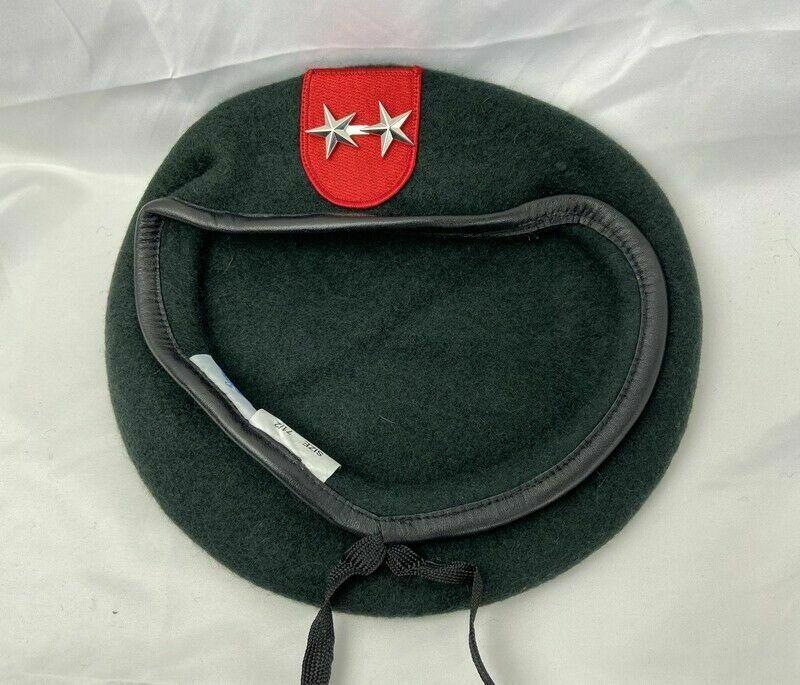 

Berets US Army 7th Special Forces Group Airborne Green Beret 2Star Major General Rank Hat Cap, As pic