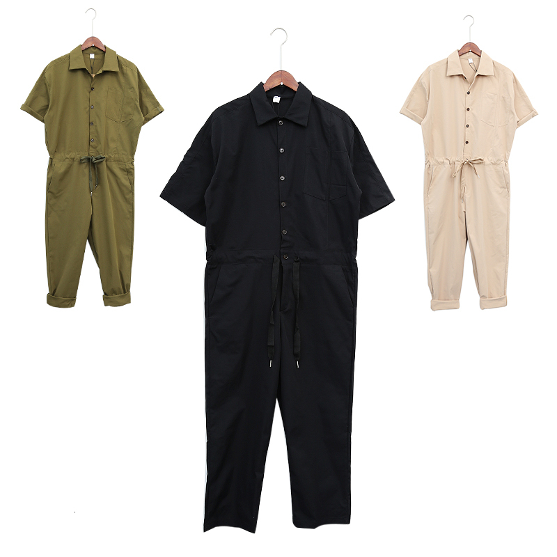 

2021 New S-5xl!! Korean Hip-hop Version Overalls, Pants of Men in Short Sleeves, Casual Blouse, Pants. BUW1, Army green.