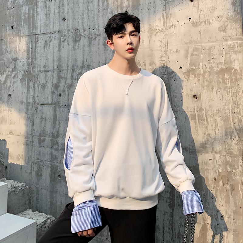 

2019Spring And Autumn New Korean Version Of The Trend Of Stitching Japanese Pullover Round Neck Fashion Casual Loose Men1, Black
