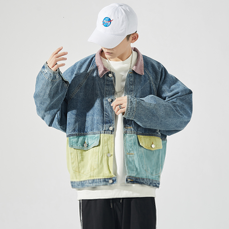

2021 New Japan Style Spring Autumn Men's Fashion Denim Jeans Jacket Casual Bomber Streetwear Clothes Yab4, Jk51