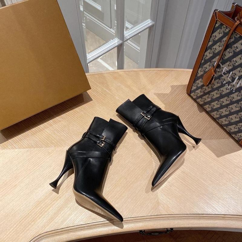 

Hot Sale Shoes Women Winter Mid Calf Super High Heels Women Boots Genuine Leather Pointed Toe Buckle Strap Zapatos De Mujer, As pic