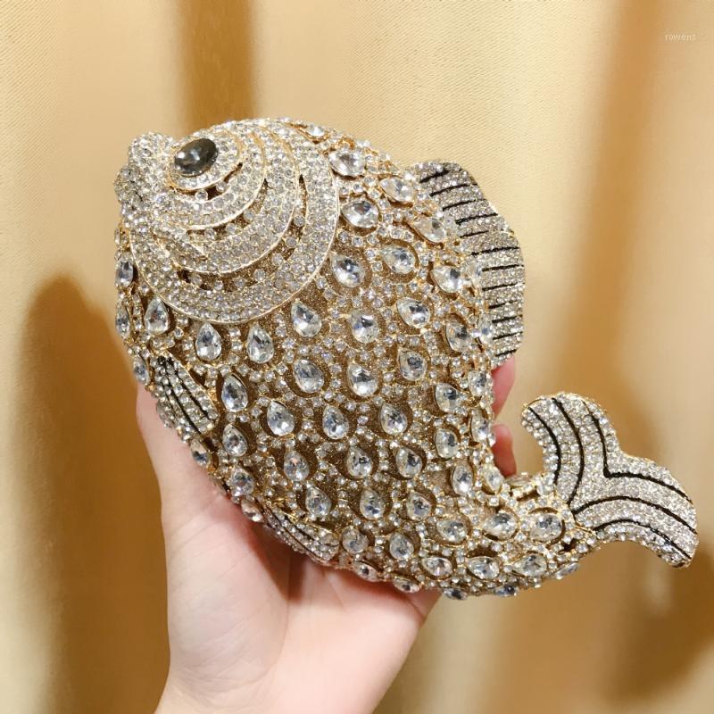 

DAIWEI New design clutch evening bags women purse soiree pochette Rhinestones crystal party clutch bags1, Gold