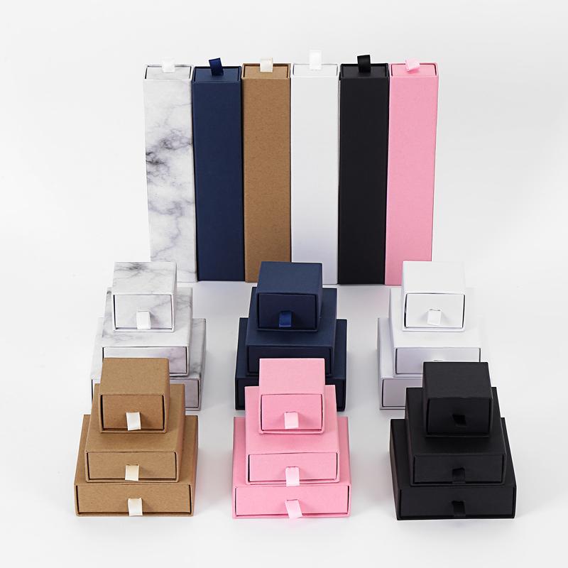 

10pcs Custom paper box Black drawer Paperboard gift box packaging earring Bracelet necklace Pendant stamping foil logo