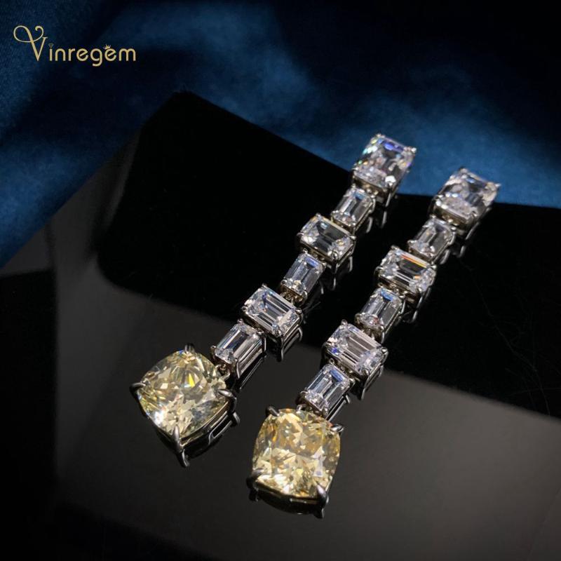 

Dangle & Chandelier Vinregem 925 Sterling Silver Emerald Cut Created Moissanite Citrine Gemstone Wedding Engagement Earrings Fine Jewelry
