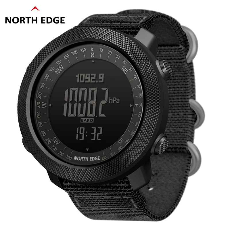 

NORTH EDGE Men's sport Digital watch Hours Running Swimming Military Army watches Altimeter Barometer Compass waterproof 50m 210203, Black nylon strap
