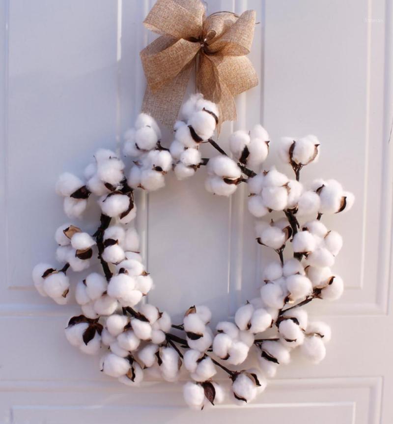 

Wreaths Real Cotton Wreath Farmhouse Decor Christmas Vintage Wreath Home Decoration 14 Inch1