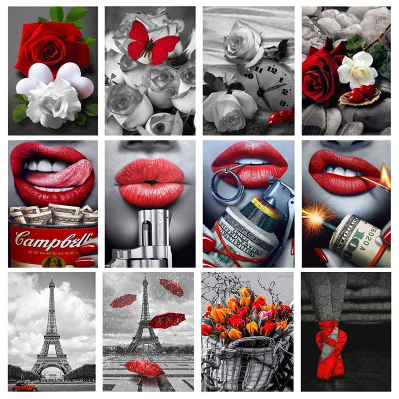

5D Diamond Mosaic Love Diamond Embroidery Flower Roses Paint Red& Black Wall Painting Handmade Home Decorations1