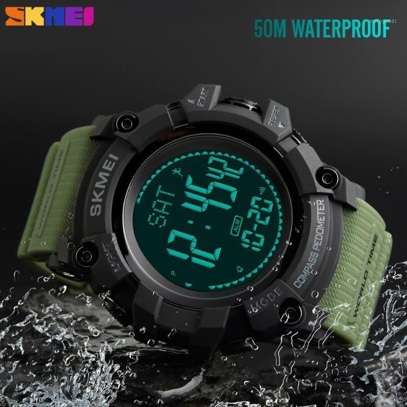 

SKMEI Fashion Compass Men's Sport Watch Luxury Pedometer Calorie Digital Clock Waterproof Wristwatch Relogio Masculino1, Red