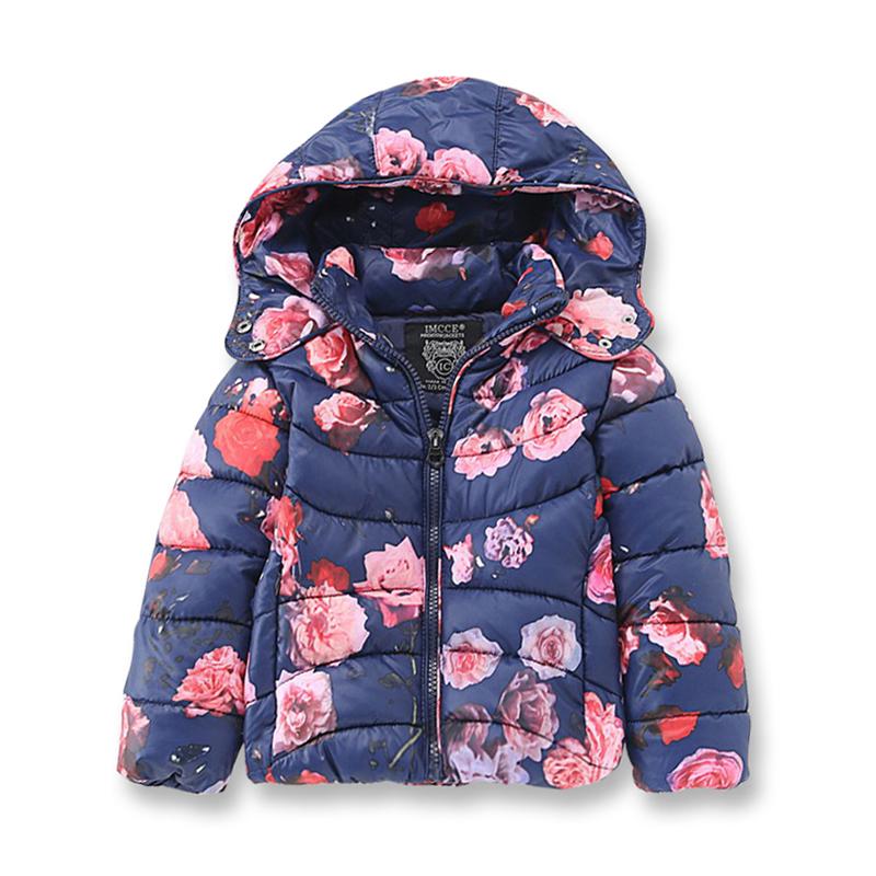 

Girls Winter Coat Children Casual Hooded Warm Coat Cotton Printed Thick Warm Kids Jacket Brand Girls Parka Outerwear 2-7 Years, Blue