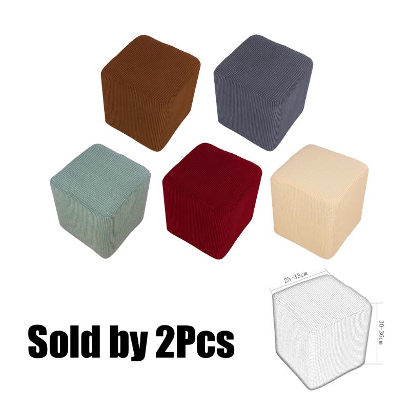 

2Pcs Stretch Rectangle Footstool Cover Ottoman Slipcover Elastic Bottom