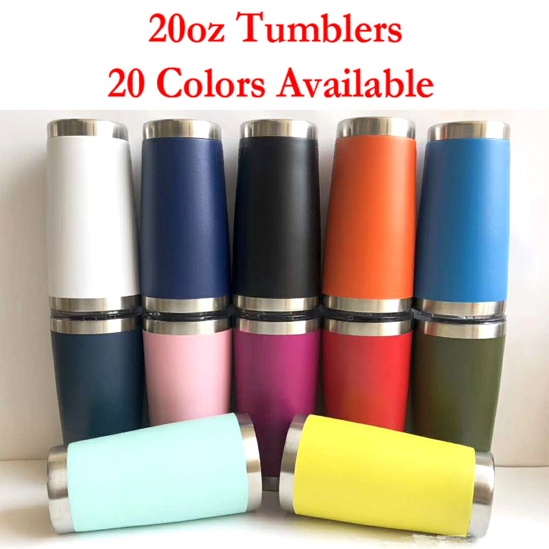 

20oz Stainless Steel Tumblers Coffee Cups Vacuum Insulated Travel Water Bottle Outdoor Beer Mugs With Lids, Mix random colors