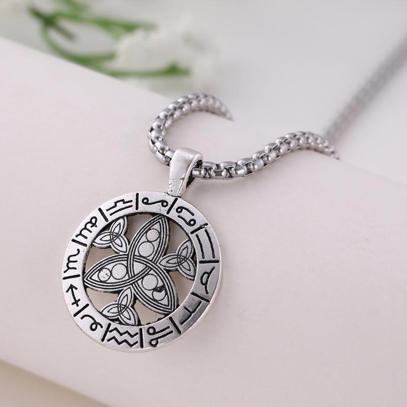 

Lemegeton Viking necklace Stainless Steel Box Chain Necklace Viking Jewelry Irish Knot Pendant Nacklace