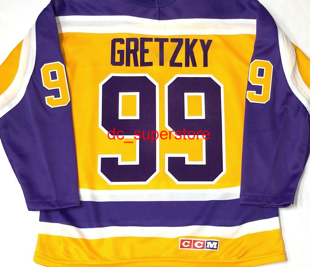 

cheap custom VINTAGE WAYNE GRETZKY LA KINGS 1983 CCM HOCKEY JERSEY Stitch add any number name MEN KID HOCKEY JERSEYS -5XL, Yellow
