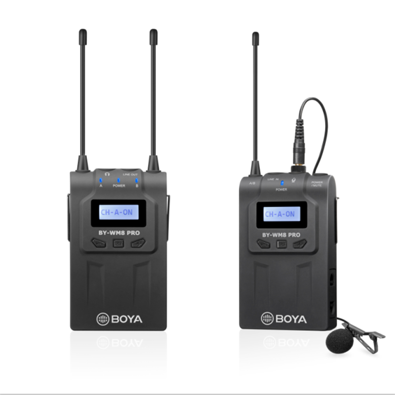 

BOYA BY-WM8 Pro-K1 UHF Dual-Channel Lavalier Wireless Microphone System with LCD Screen for Canon Nikon DSLR Camera Camcorder