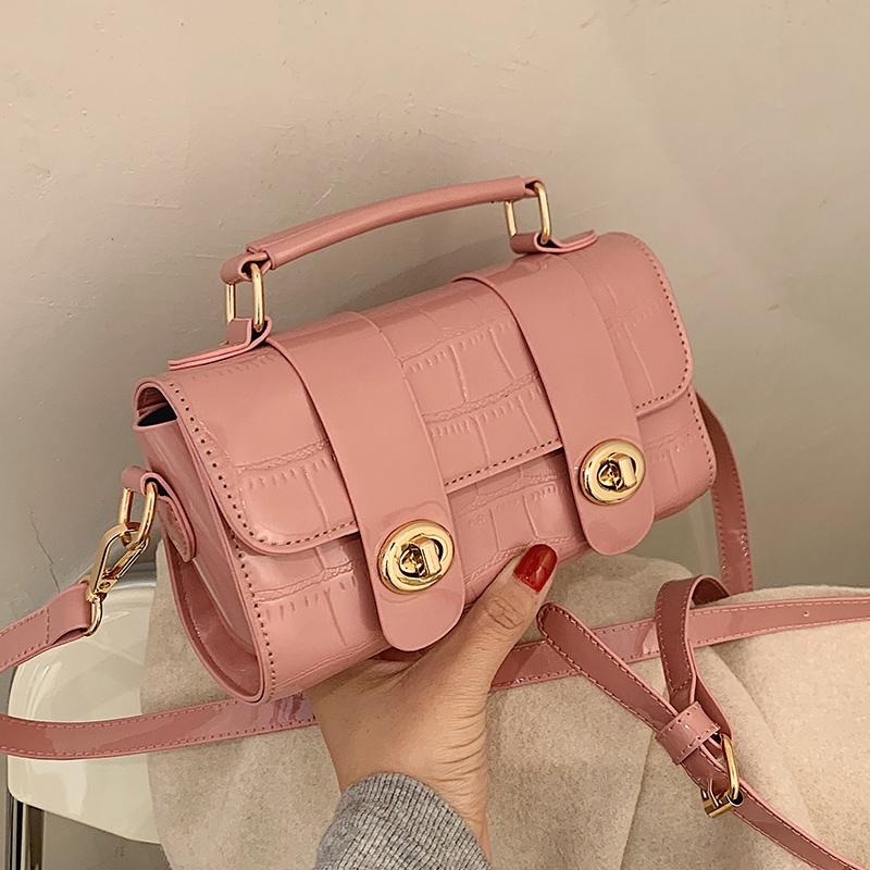 

High-end stone pattern western style handbag 2021 new fashion texture women's designer all-match single shoulder messenger bag, Black