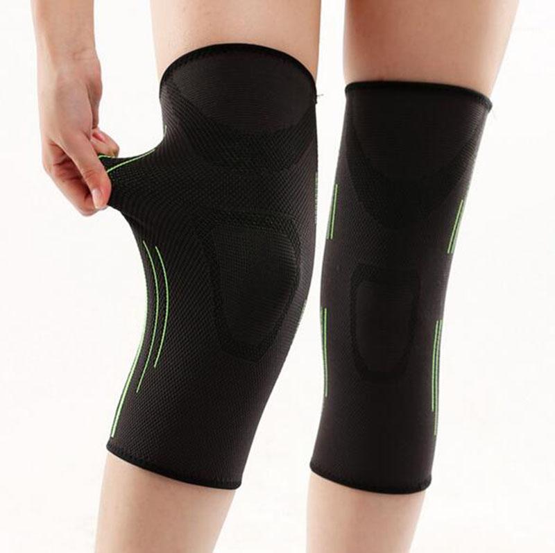 

Wholesale 100pair/lot 3D pressurization knee brace sport knee support basket ball tennis football cycling pad1, Green