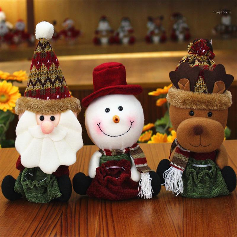 

Christmas Dolls Christmas Decorations Snowman Santa Claus Elk Candy Storage Bag Tree Ornament Xmas Standing Figurines1
