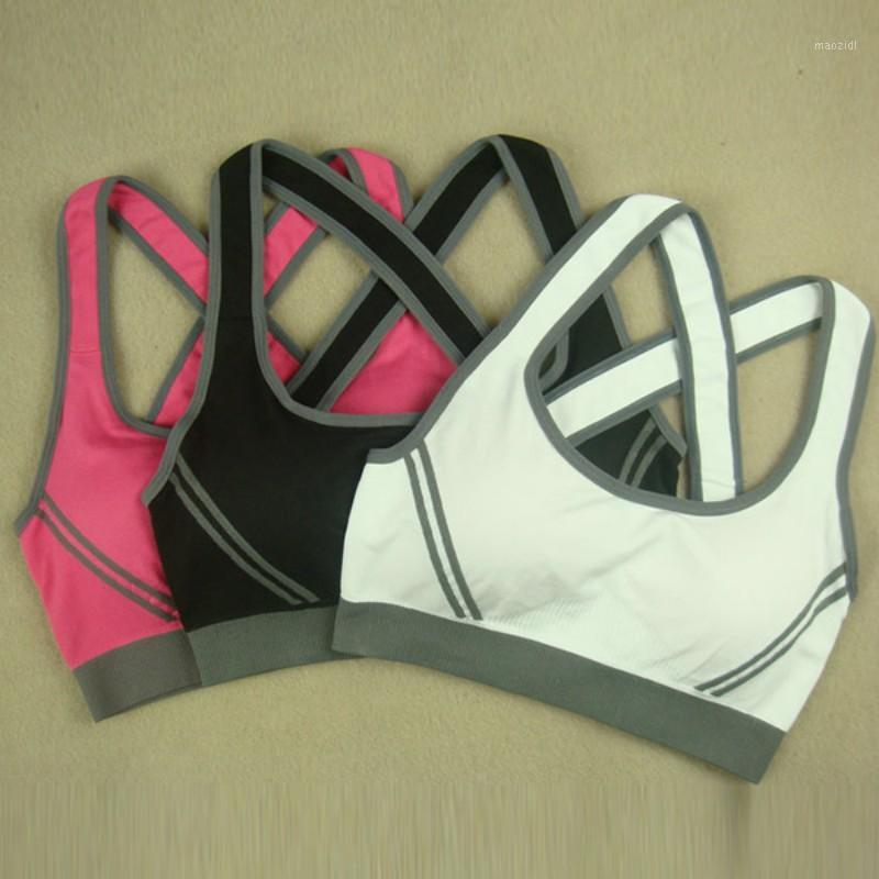 

New Arrival Women Girl Stretch Athletic Sports Bras Sexy Tank Top Seamless Racer Back Fitness Bra Autumn Summer Indoor GYM1, Yellow