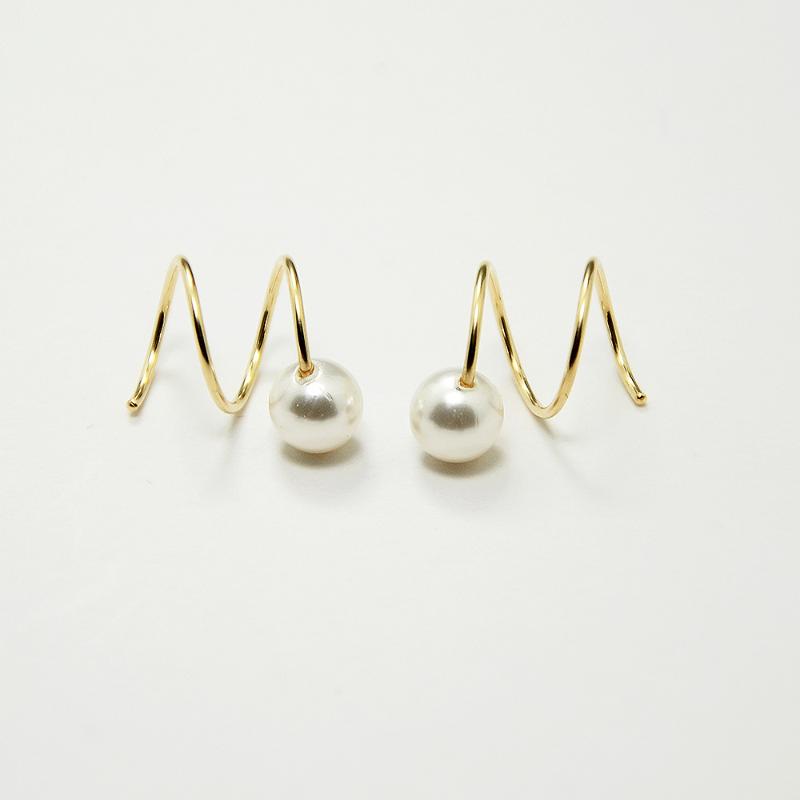 

Domino Handmade Spiral Pearl Earrings Earring Screw Hoop Earrings Minimalist Delicate Gift