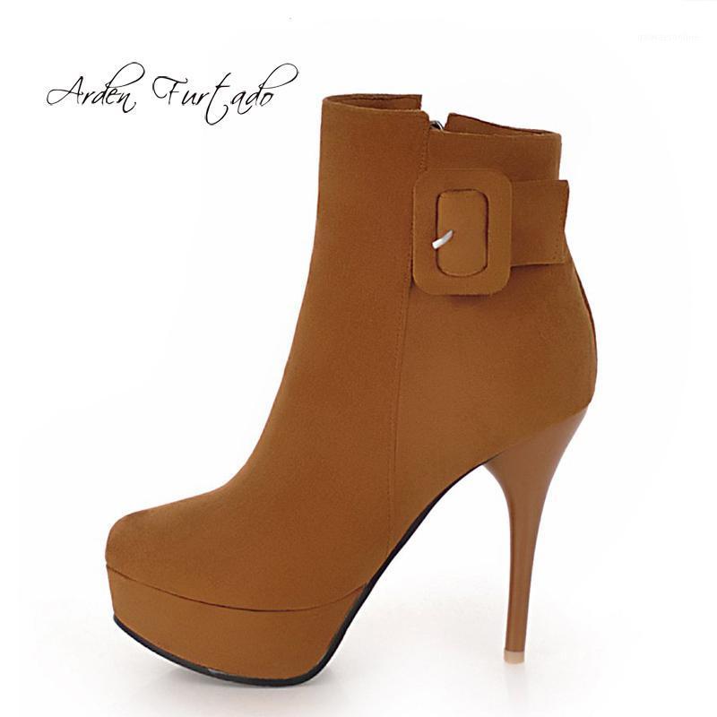 

Arden Furtado Fashion Women's Shoes Winter Stilettos Heels Waterproof Short Boots Matte Concise Classics Mature Sexy Elegant1, Beige