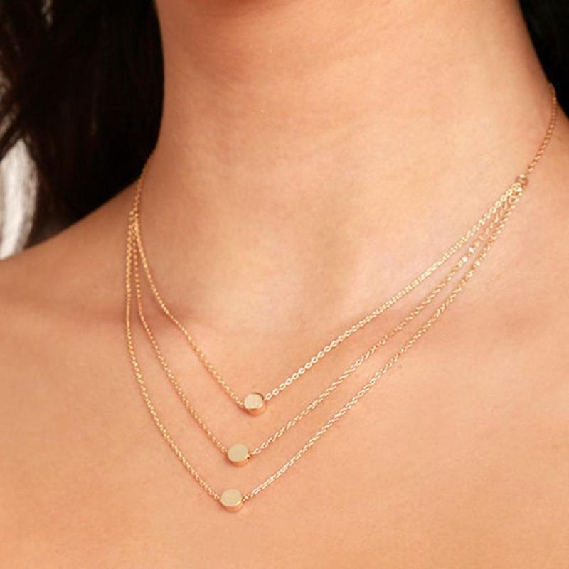 

2020 New Fashion accessories jewelry New Bohemia Multilayer chain link Water Drop Wafer necklace gift for women girl wholesale