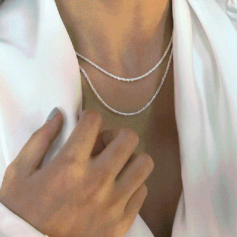 

Chokers Sparkling Shine Collarbone Chain Silver Color Choker Necklace For Women 2021 INS Simple Twist Short Collier