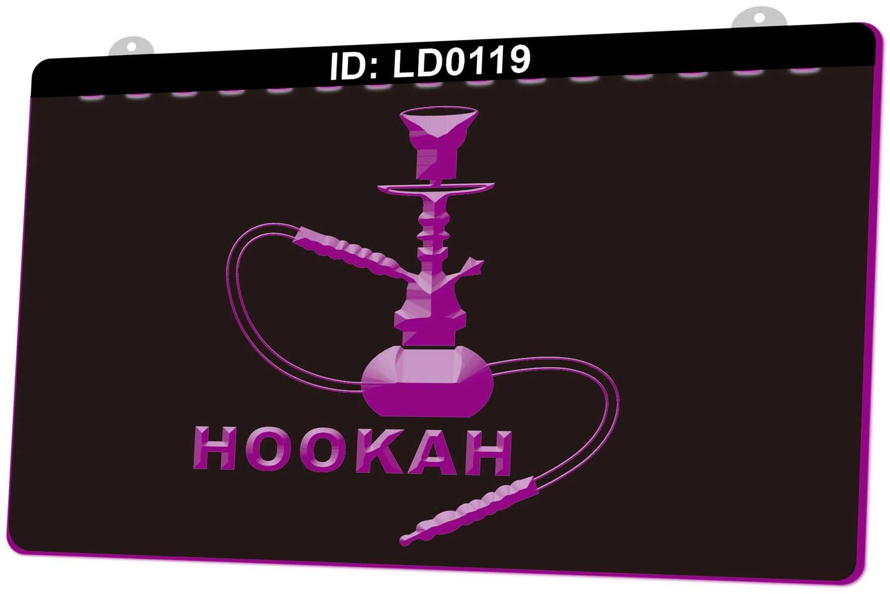 

LD0119 Hookah 3D Engraving LED Light Sign 9 Colors Wholesale Retail Free Design