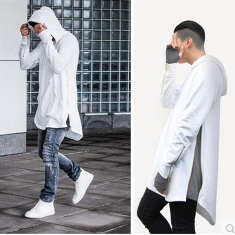

Men's hoodie spring and Autumn style European and American long sleeve side zipper in full-size men's coat hoodie hip-hop, Black