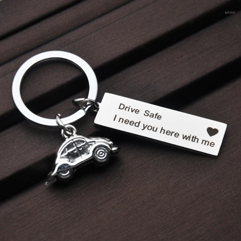 

New (Drive Safe I need you) three-dimensional creative car stainless steel keychain1
