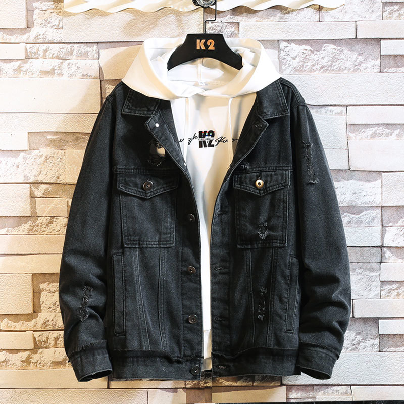 

2021 Spring Autumn New Fashion Denim Men's Quality Size Big Jacket Snay, Black.